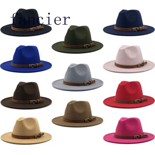 Fancier หมวกปีกกว้าง หมวกแจ๊ส Fedora สไตล์วินเทจ คลาสสิก สําหรับผู้ชาย ผู้หญิง