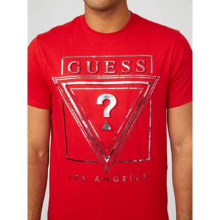 เสื้อยืดแขนสั้น ผ้าฝ้าย พิมพ์ลายโลโก้ Guess Milton สําหรับผู้ชาย