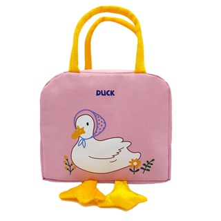 Reusable Cute Oxford Cloth Waterproof Easy To Clean Durable Portable Daily Cartoon Duck Picnic Food Woman Man Lunch Bag