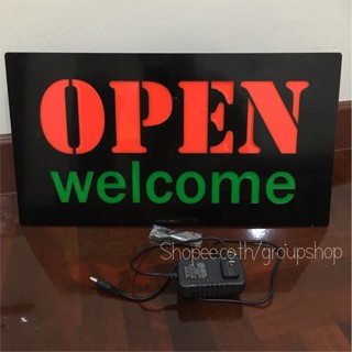 ป้ายไฟ*OPENWELCOME-กล่องเขียว* ป้ายไฟLED ป้ายไฟร้าน ป้ายไฟตกแต่งร้าน ป้ายไฟวิ่ง ป้ายไฟตัวอักษร ป้ายไฟสำเร็จรูป(LG-00030)