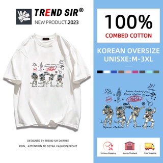 ⚡พร้อมส่ง⚡️เสื้อยืด oversize cotton 100 เสื้อยืดคอกลม ทรงหลวมเสื้อยืดโอเวอร์ไซส์เสื้อผ้าสไตล์เกาหลีมี7สี M-3XL