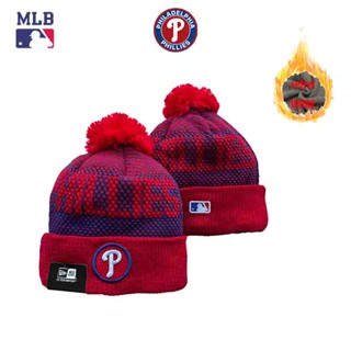 Mlb PHILADELPHIA PHILLIES หมวกบีนนี่ ผ้าวูลถัก บุกํามะหยี่ ให้ความอบอุ่น แฟชั่นฤดูหนาว สําหรับทุกเพศ