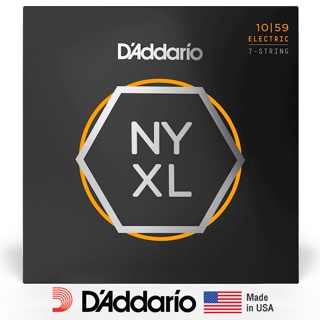 DAddario® NYXL1059 สายกีตาร์ไฟฟ้า 7 สาย วัสดุเหล็กกล้าคาร์บอน ซีรีย์ NYXL ของแท้ 100% (Regular Light 7-String, 45 - 130) ** Made in USA **