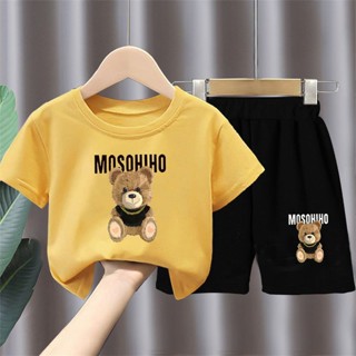 Childrens summer cotton short-sleeved shorts sets boys and girls cartoon thin T-shirts wear baby childrens summer clothes