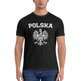 เสื้อยืดผ้าฝ้าย พิมพ์ลายธงชาติฟุตบอล World Cup Polska Poland สีขาว สไตล์วินเทจ