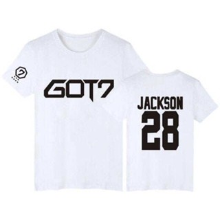 Got7 ก็คือสไตล์ฮิปฮอบ JACKSON Team Wang รุ่นเดียวกัน พิมพ์ลายตัวอักษรแขนสั้นแบรนด์ฮิตเรียบง่ายหลวมสำหรับทั้งชายและหญิงเส