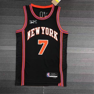 เสื้อกีฬาบาสเก็ตบอล NBA Jersey York Knicks สําหรับผู้ชาย #เสื้อกีฬาแขนสั้น ลายทีมชาติสวิงแมน Carmelo Anthony 75th Anniversary สีดํา สีเงิน สไตล์เรโทร 7 ชิ้น 692857