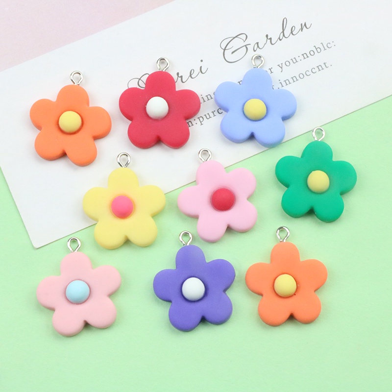 เรซิ่น Frosted Luya ดอกไม้เล็ก ๆ มุมห้ากลีบดอกไม้ต่างหูเครื่องประดับผม Keyfob จี้ DIY เครื่องประดับแฮนด์เมด