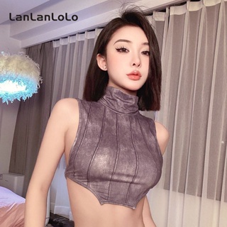 Super SPECIAL LanLanLoLo เสื้อกล้าม คอกลม แขนกุด เซ็กซี่ สีมัดย้อม สําหรับผู้หญิง 2023