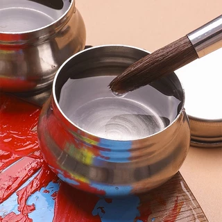 Art Painting Palette ปากกา-ซักผ้าถังสแตนเลสปิดผนึกแบบพกพาอุปกรณ์แห้งผู้ถือปากกา Sketch Oil Draw Art Supplie