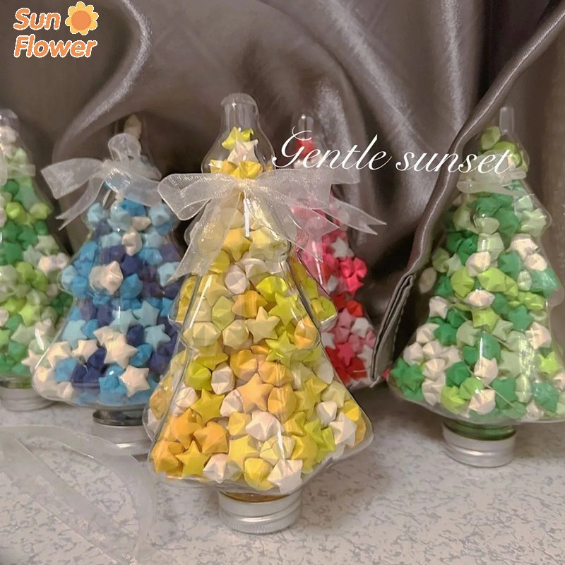 Ins ขวดรูปทรงต้นคริสต์มาส DIY กระดาษ Star Storage ของขวัญอุปกรณ์ขวด