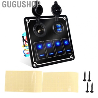 Gugushop Lights Control Toggle Switch  Easy Installation Blue Backlights 5 Pin 4 Gang Rocker Switch Panel Quick Response  for Car