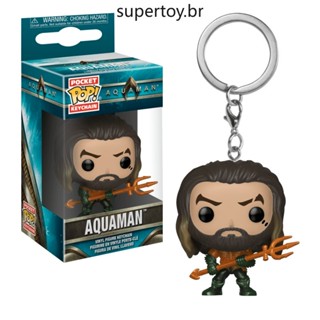 Funko Pop พวงกุญแจ: Justice League Aquaman โมเดลตุ๊กตาฟิกเกอร์ ของเล่นสําหรับเด็ก