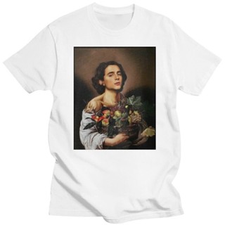 เสื้อยืดแขนสั้น พิมพ์ลาย Timothee Chalamet Painting Meme สีดํา สําหรับผู้ชาย