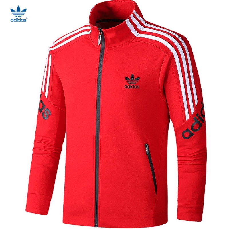 Adidas Clover Mens ปักโลโก้ Statement Patchwork Sports Windbreaker คู่ Plus-size Casual Vintage Jack