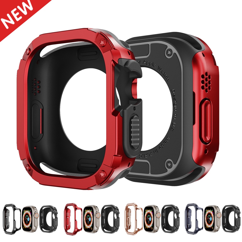 เคสกันกระแทก 2 in 1 TPU+PC สําหรับ Apple Watch Series 9/8/7/SE/6/5/4/Ultra ขนาด 41/45/40/44/49 มม. รองรับหลายรุ่น