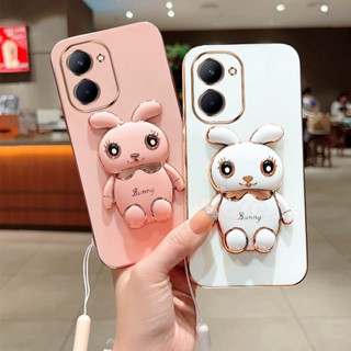 เคส Vivo Y36 / iQOO Z7 Z7X 5G 2023 พร้อมกระต่ายน่ารัก พับ แบ็คเก็ต เคสโทรศัพท์ ชุบนุ่ม