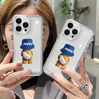 เคสใสสกรีนลายหมีใส่หมวก TPU นิ่ม กันกระแทก สำหรับ 13/12/14 Plus Pro Max 8/7 Plus X/XR ทุกรุ่น พร้อมส่ง #5043