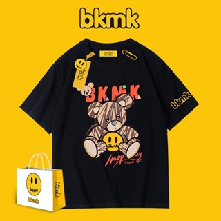 Bkmk เสื้อยืดแขนสั้น ทรงหลวม ลายหมี สไตล์ฮ่องกง สําหรับผู้ชาย