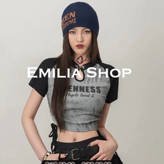 EMILIA SHOP  เสื้อยืด เสื้อครอป เสื้อผ้าแฟชั่นผู้หญิง สไตล์เกาหลี 2023 ใหม่  คุณภาพสูง ทันสมัย Beautiful High quality A29J1BE 36Z230909