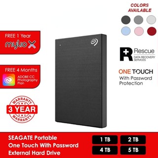 Seagate One Touch USB 3.0 ฮาร์ดดิสก์ไดรฟ์ภายนอก HDD อลูมิเนียม แบบพกพา (1TB 2TB 4TB 5TB)