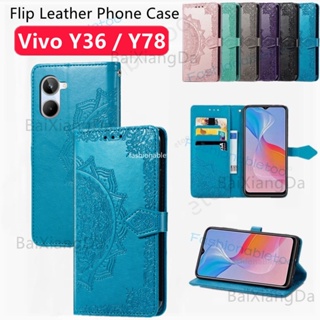 เคสโทรศัพท์มือถือหนัง กันกระแทก แบบฝาพับแม่เหล็ก พร้อมช่องใส่บัตร สําหรับ Vivo Y36 Y56 Y78+ Y 36 Y 56 Y 78+ 4G 5G 2023