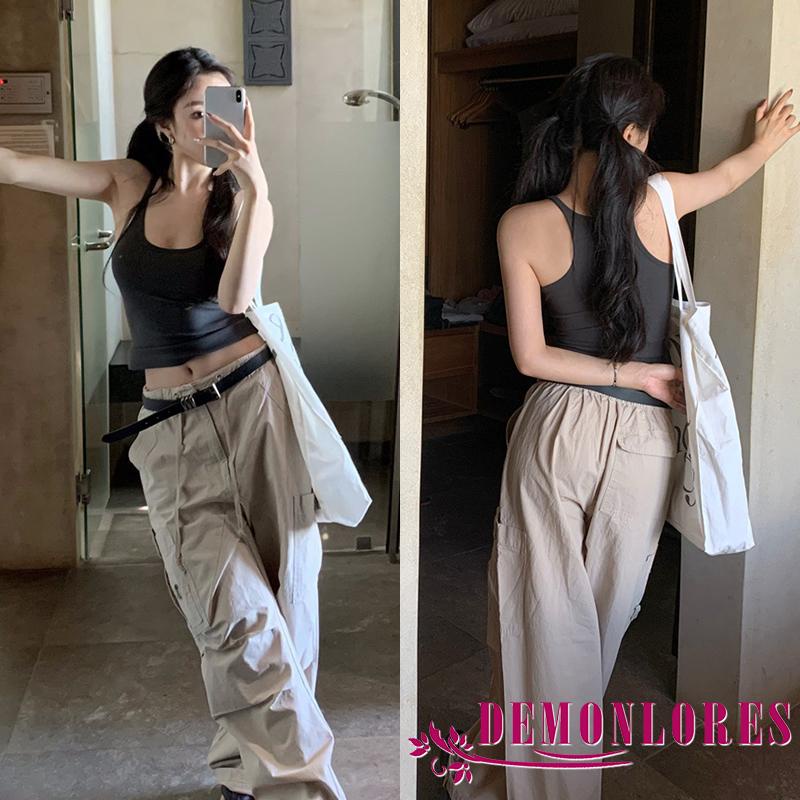 Demonlores-เสื้อกล้ามพื้นฐานของผู้หญิงแขนกุดคอตักสีทึบสลิมฟิตท็อปส์เสื้อผ้าความงาม