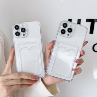 เคสโทรศัพท์มือถือแบบนิ่ม TPU ใส บาง กันกระแทก พร้อมช่องใส่บัตร สําหรับ OPPO Reno 7 6 5 6Z A53 A54 A5 A9 A94 A95 A74 A16 A16E A16K F19