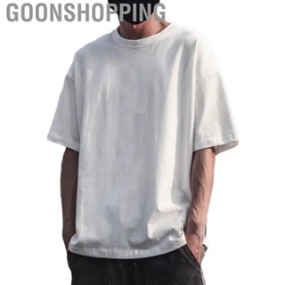 Goonshopping Men Printed T Shirt  Skin Friendly Round Neck  Fiber Loose Stylish Male Short Sleeve T Shirt  for Working