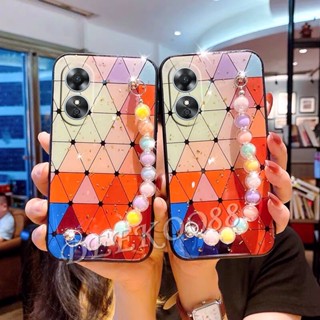 เคสโทรศัพท์มือถือ TPU นิ่ม ปิดด้านหลัง ประดับไข่มุก วิบวับ สีม่วง สําหรับ OPPO A98 5G A78 A17 A17K A77S 2023