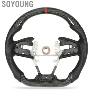 Soyoung Sport Racing Steering Wheel  Finger Ridges Car Steering Wheel Perforated Leather Carbon Fiber Hand Grips  for Civic