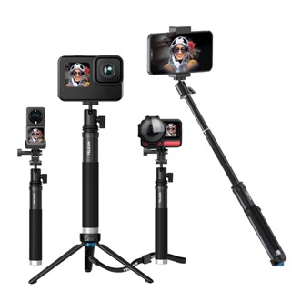 Telesin ไม้เซลฟี่ สําหรับ GoPro 360° ขาตั้งกล้องอลูมิเนียม หมุนได้ แบบพับได้ สําหรับสมาร์ทโฟน DJI action 3 Insta360 X3