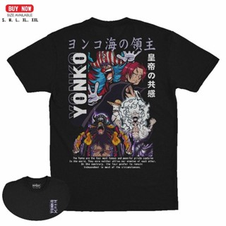 [S-5XL]เสื้อยืดพิมพ์ลายพรีเมี่ยม แฟชั่นคลาสสิกYonko เสื้อยืด พิมพ์ลายอนิเมะ One Piece Gear 5 MONGKY D LUFFY