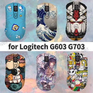 Kam สำหรับ Logitech G703/G603 เมาส์สติกเกอร์กันเหงื่อยืดหยุ่นลื่นผิวเมาส์การ์ตูนที่ละเอียดอ่อนที่จับด้านข้างตกแต่งแฮนด์เมด DIY สติกเกอร์เคลือบสติกเกอร์ฟิล์มป้องกันดูดซับเหงื่อฟิล์มป้องกันรอยขีดข่วน