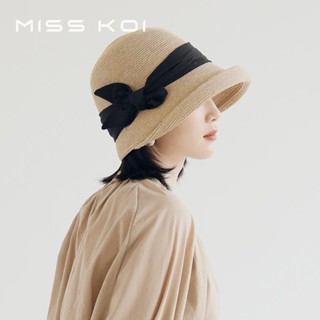 Misskoi [พร้อมส่ง] หมวกฟางลําลอง กันแดด ประดับโบว์ เข้ากับทุกการแต่งกาย แฟชั่นฤดูร้อน สําหรับผู้หญิง