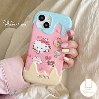 เคสโทรศัพท์มือถือ Tpu นิ่ม ลายการ์ตูนไอศกรีม Hello Kitty หัวใจ เค้ก หมีน่ารัก 3D สร้างสรรค์ สําหรับ IPhone 11 14 12 13 Pro Max 7Plus XR X XS Max 7 8 Plus