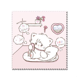 Mikko ผ้าเช็ดแว่นตา ลายการ์ตูนแมวน่ารัก กําจัดสิ่งปนเปื้อน