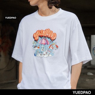 อ่อนนุ่ม 6 Yuedpao X  Lookmai  ยอดขาย No.1 รับประกันไม่ย้วย 2 ปี เสื้อยืดเปล่า เสื้อยืด Oversized แขนสั้น Black&amp;White