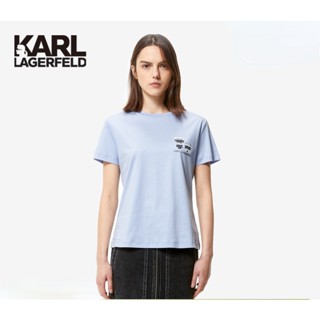 เสื้อยืดแขนสั้น พิมพ์ลาย Karl Lagerfeld Karl Lagerfeld แฟชั่นฤดูร้อน สําหรับผู้หญิง