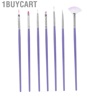 1buycart Nail Design Brush Set  Soft Painting Nylon Hair 7pcs Comfortable Grip Mutifunctional for Home Polish