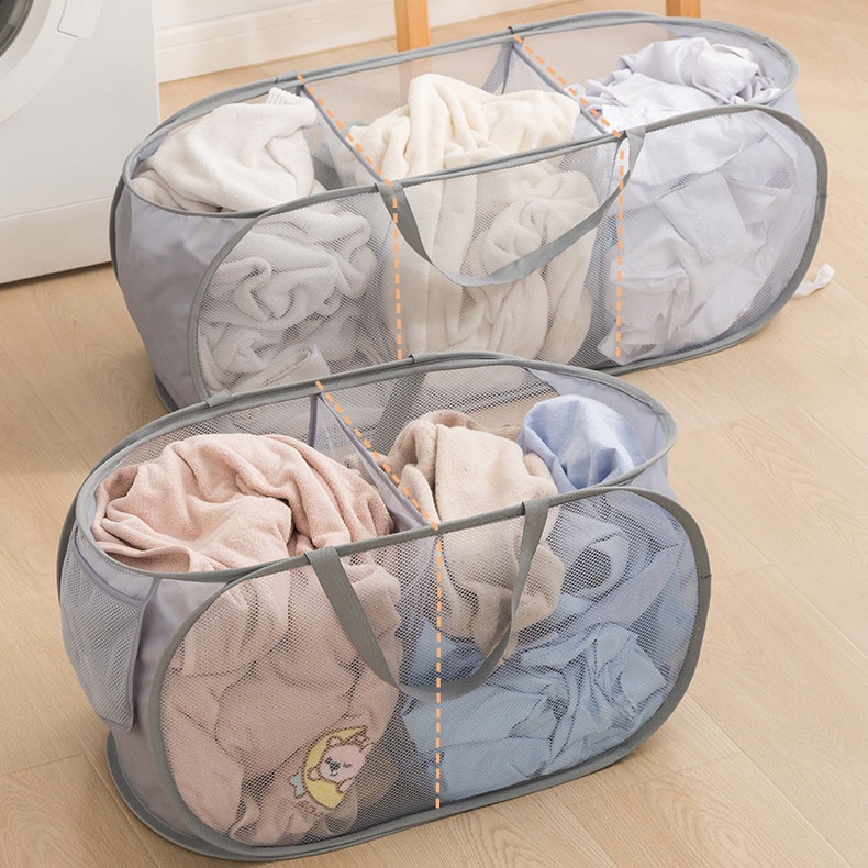 ตะกร้าผ้า แบบหนา พับได้ สามชั้น สําหรับใส่เสื้อผ้าใช้ในครัวเรือน ห้องนอน ราคา ถูกที่สุด ดีลบีเคเค แกลเลอรีภาพที่ 2