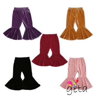 Geta- กางเกงวอร์ม เอวสูง ผ้ากํามะหยี่ สีพื้น ยืดหยุ่น สไตล์วินเทจ แฟชั่นฤดูใบไม้ร่วง ฤดูหนาว สําหรับเด็กผู้หญิง