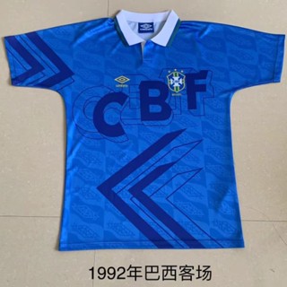 1992 เสื้อกีฬาแขนสั้น ลายทีมชาติฟุตบอล Brazil away สไตล์วินเทจ ไซซ์ S-XXL AAA