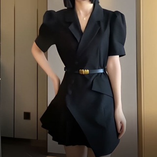 High-end temperament suit dress women 2023 summer new minority chic waist shows thin and age-reducing skirt women