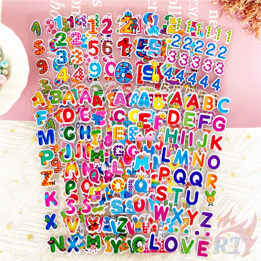 ❀ Numbers and Letters Series 01 DIY Rewards Sticker ❀ 12Sheets/set Cartoon 3D Puffy Bubble Stickers 