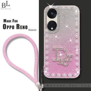 เคส Oppo Reno 8T 5G 4G Reno 10 8 7 4G 5G Reno 7Z 8Z 5G Reno 8 Pro 5G Reno 6 5 5G 4G โทรศัพท์มือถือ ประดับกลิตเตอร์ พลอยเทียม ไล่โทนสี 3D สําหรับ