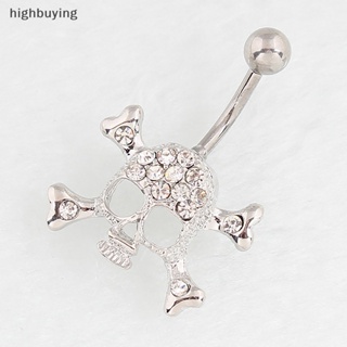 [highbuying] แฟชั่น พลอยเทียม กะโหลก จี้ สะดือ เล็บ สเตนเลส เซ็กซี่ หน้าท้อง แหวน สําหรับผู้หญิง สีเงิน ร่างกาย เครื่องประดับ ใหม่ พร้อมส่ง