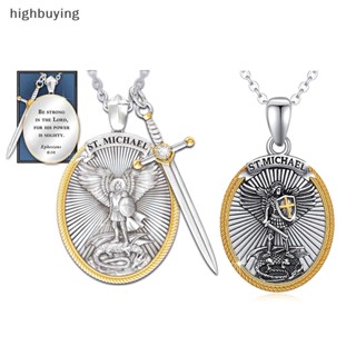 [highbuying] จี้คาทอลิก ลายนักบุญไมเคิล สร้อยคอโซ่ พร้อมจี้ Michael The Archangel