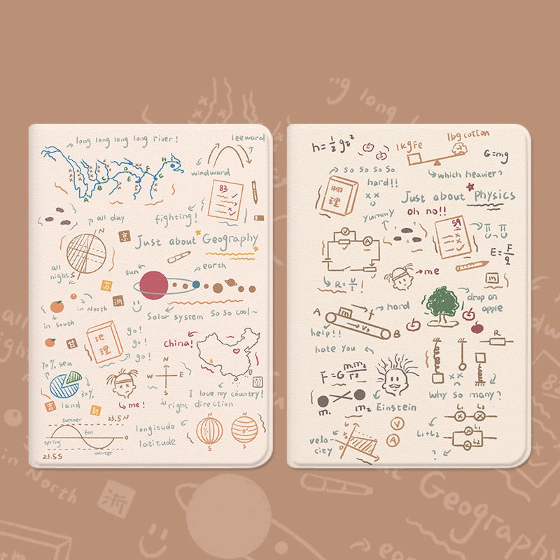เคสสูตรฟิสิกส์และภูมิศาสตร์iPad air 4 10.9 gen10 เคสiPad 10.2 gen 7 8 9 ช่องเสียบปากกาMini 4 5 6 10.2 pro 11 2021 ถุงลมนิรภัยTri-fold Case