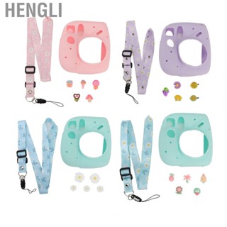 Hengli Soft Silicone Rubber Protective Case Cover+Shoulder Strap For Instax Mini 7 Plus